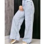 شلوار جین بگ کمر دار آبی روشن - مانتو پاتریس رشت