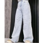 شلوار جین بگ کمر دار آبی روشن - مانتو پاتریس رشت