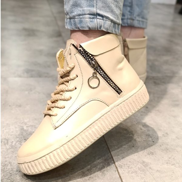 نیم بوت دو زیپ کرم - مانتو پاتریس رشت