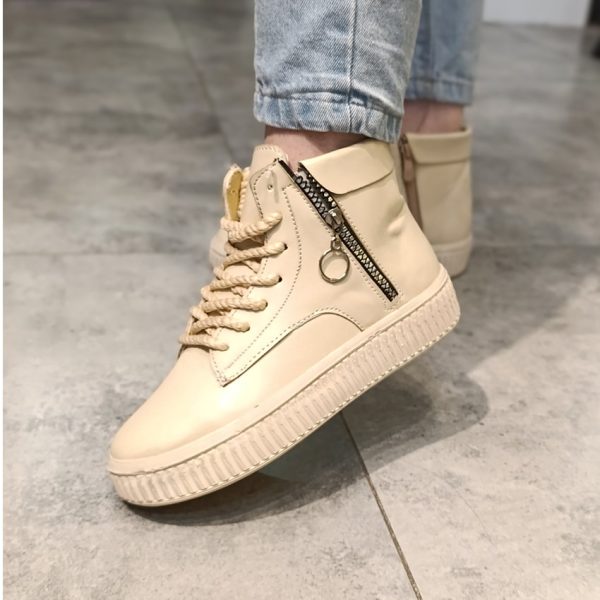 نیم بوت دو زیپ کرم - مانتو پاتریس رشت