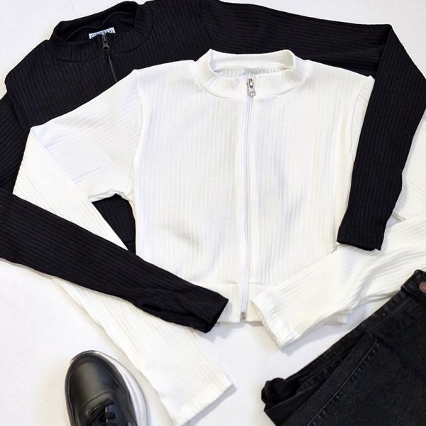 بلوز کراپ فانریپ زیپی فینگر دار - مانتو پاتریس رشت