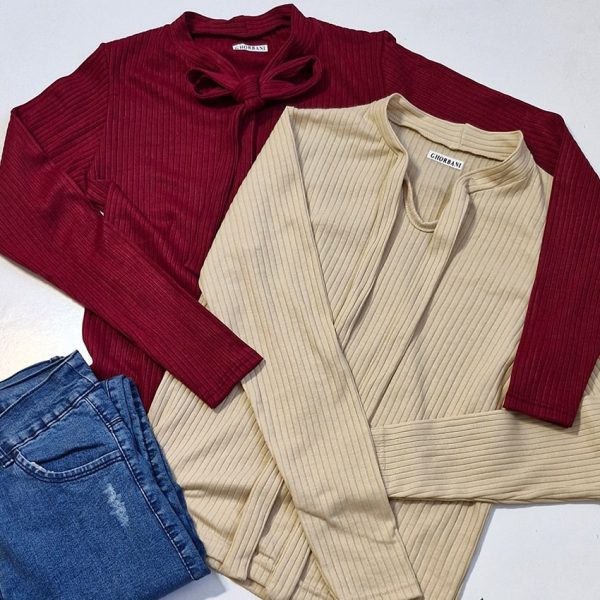 بلوز آستین بلند یقه پاپیون- مانتو پاتریس رشت