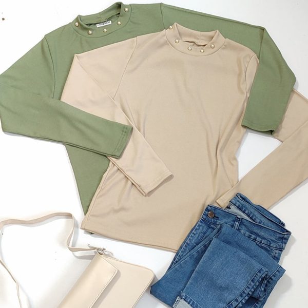 بلوز آستین بلند یقه مرواریدی - مانتو پاتریس رشت