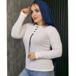 بلوز فانریپ سفید طرح میکس - مانتو پاتریس رشت