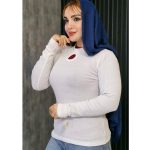 بلوز فانریپ سفید طرح میکس - مانتو پاتریس رشت