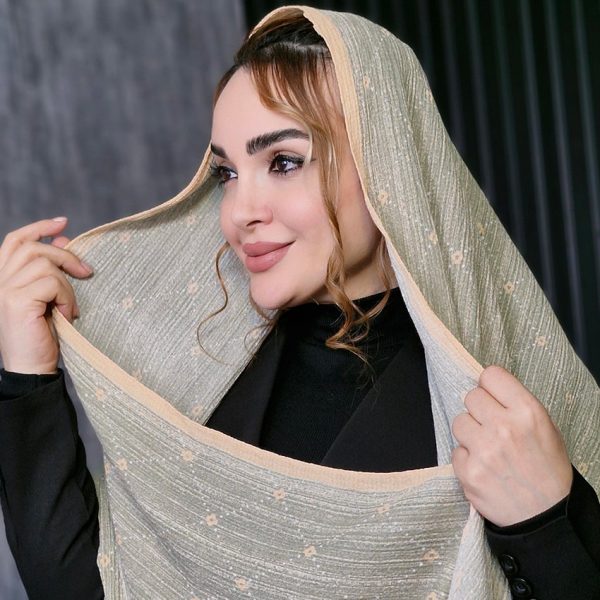 شال کریشه نقطه ای گلدار