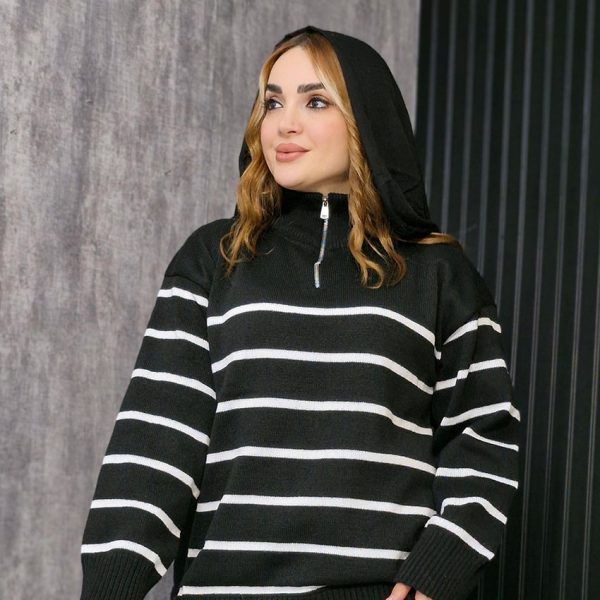 بلوز بافت پینترستی نیم زیپ - مانتو پاتریس رشت