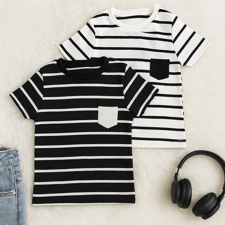 تیشرت راه راه تک جیب فانریپ