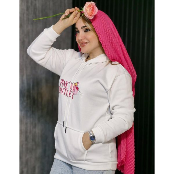 هودی سفید چاپ پلنگ صورتی - مانتو پاتریس رشت