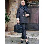 ست مازراتی مشکی دکمه طلایی - مانتو پاتریس رشت