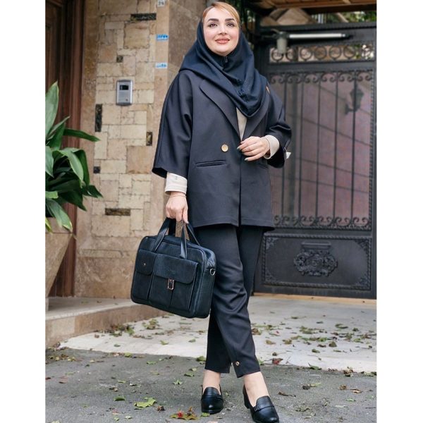 ست مازراتی مشکی دکمه طلایی - مانتو پاتریس رشت