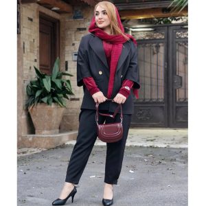 ست مازراتی مشکی دکمه طلایی - مانتو پاتریس رشت