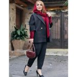 ست مازراتی مشکی دکمه طلایی - مانتو پاتریس رشت
