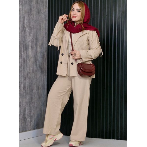 ست کت شلوار لینن کمربندی - مانتو پاتریس رشت