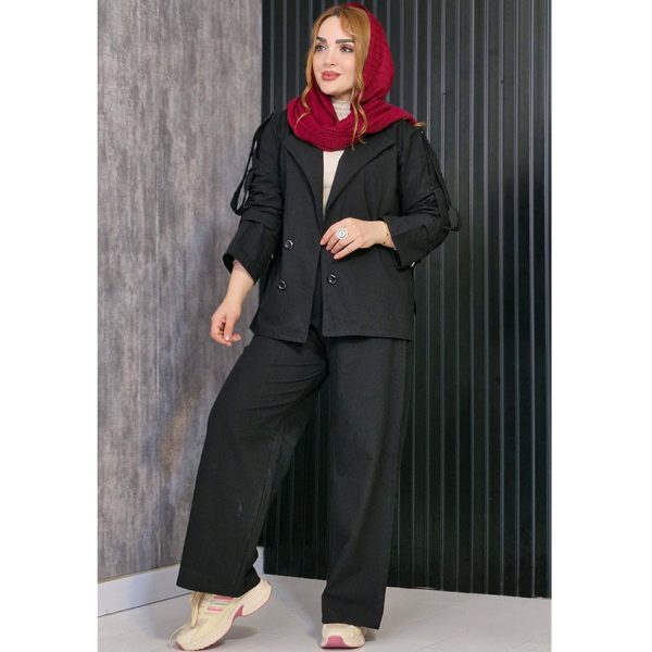 ست کت شلوار لینن کمربندی - مانتو پاتریس رشت