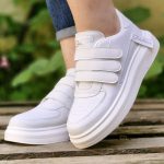 کتونی 3 چسب سفید چرم