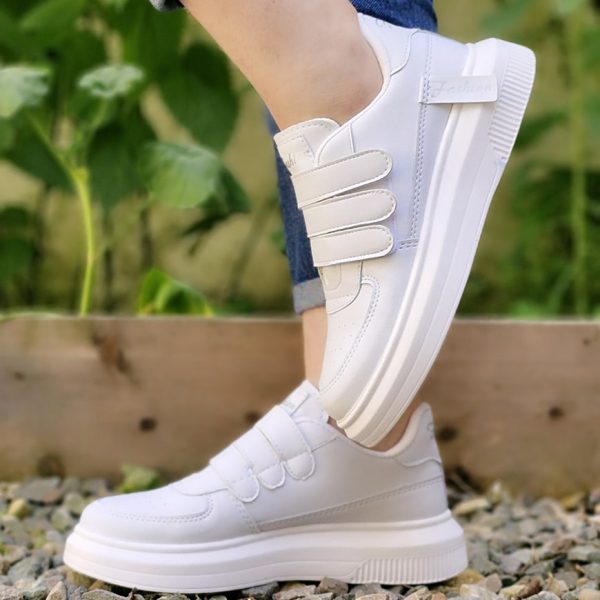 کتونی 3 چسب سفید چرم