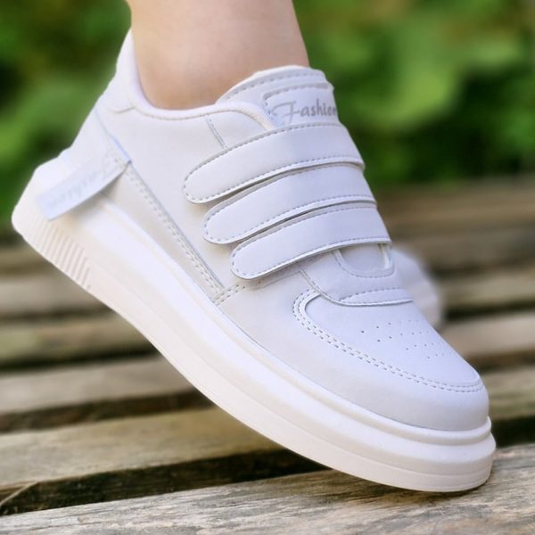 کتونی 3 چسب سفید چرم - مانتو پاتریس رشت