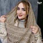 شال کریشه طرحدار کرم - مانتو پاتریس رشت