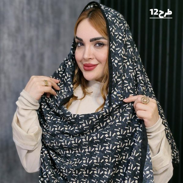شال کریشه مشکی طرحدار - مانتو پاتریس رشت