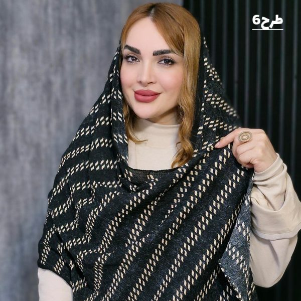 شال کریشه مشکی طرحدار - مانتو پاتریس رشت