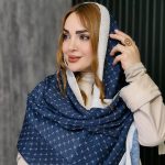 شال پلیسه سرمه ای طرحدار 34700237