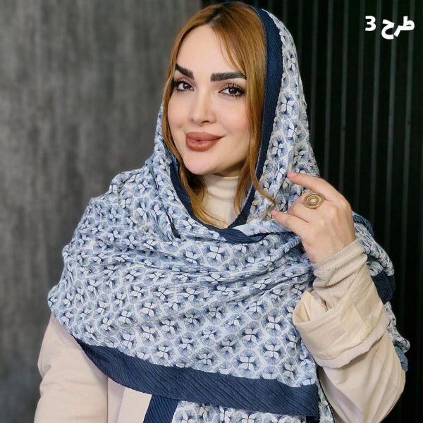 شال پلیسه سرمه ای طرحدار - مانتو پاتریس رشت