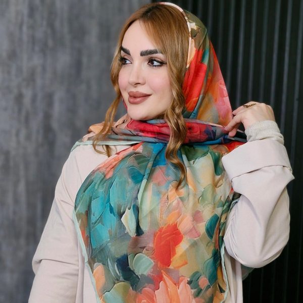 روسری حریر مجلسی گلدار - مانتو پاتریس رشت