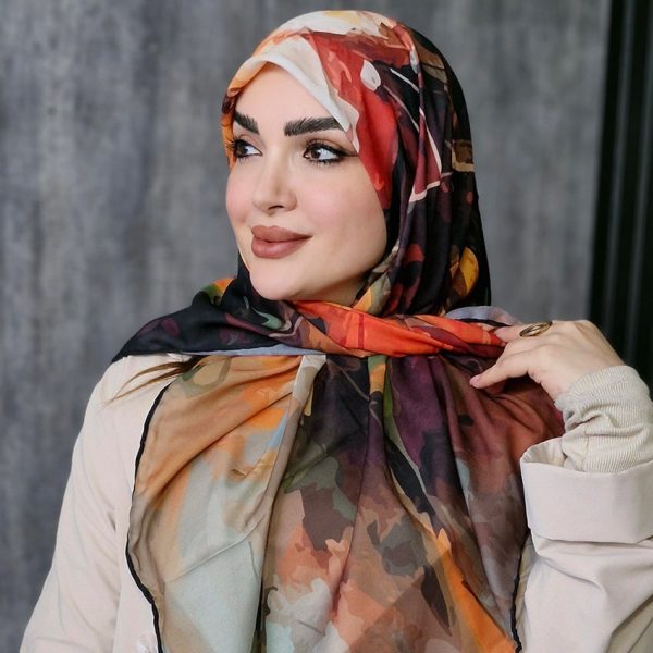 روسری حریر مجلسی گلدار - مانتو پاتریس رشت