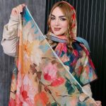 روسری حریر مجلسی گلدار - مانتو پاتریس رشت