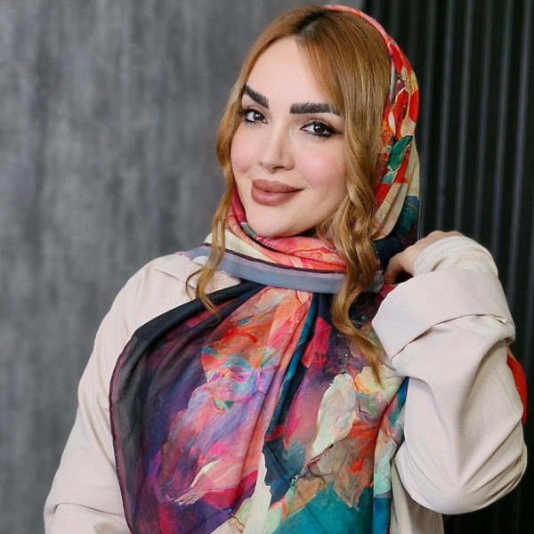 روسری حریر مجلسی گلدار - مانتو پاتریس رشت