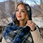 شال کریشه چهارخونه رنگی