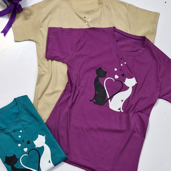 تیشرت چاپ دو گربه - مانتو پاتریس رشت