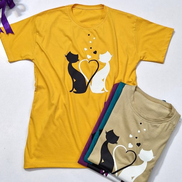 تیشرت چاپ دو گربه - مانتو پاتریس رشت