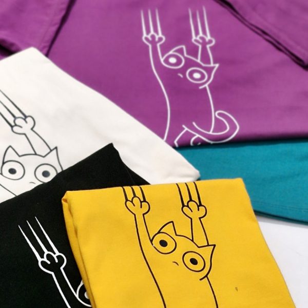 تیشرت نخ پنبه چاپ گربه - مانتو پاتریس رشت