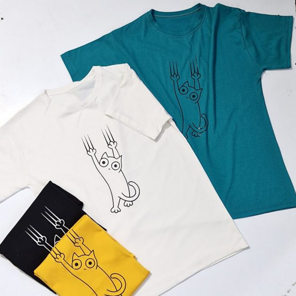 تیشرت نخ پنبه چاپ گربه - مانتو پاتریس رشت