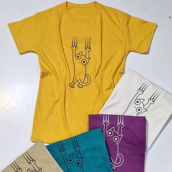 350002602-5-min تیشرت نخ پنبه چاپ گربه - مانتو پاتریس رشت