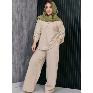 ست لینن بغل دکمه - مانتو پاتریس رشت