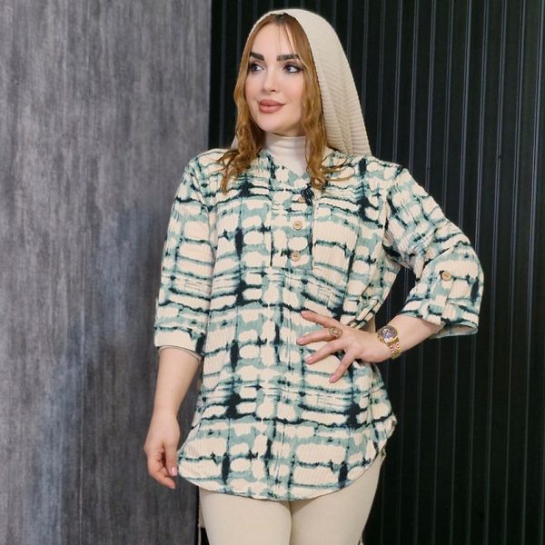 شومیز کریشه 3 دکمه طرحدار - مانتو پاتریس رشت