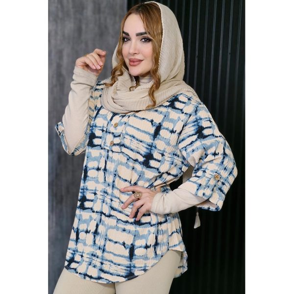 شومیز کریشه 3 دکمه طرحدار - مانتو پاتریس رشت