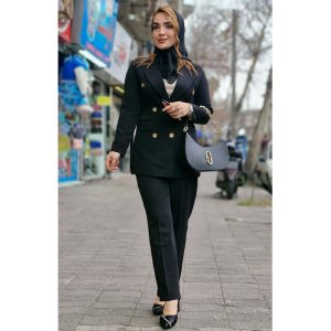 ست کت شلوار دکمه طلایی - مانتو پاتریس رشت