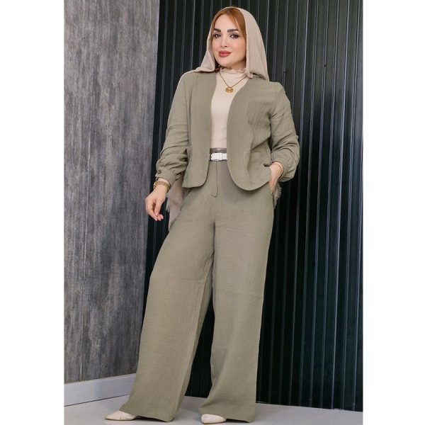 ست مانتو شلوار لینن پفکی - مانتو پاتریس رشت