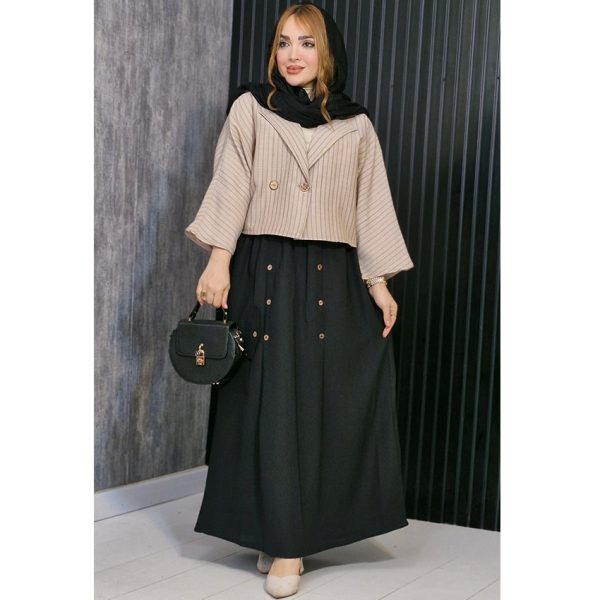 ست کت دامن لینن راه راه - مانتو پاتریس رشت