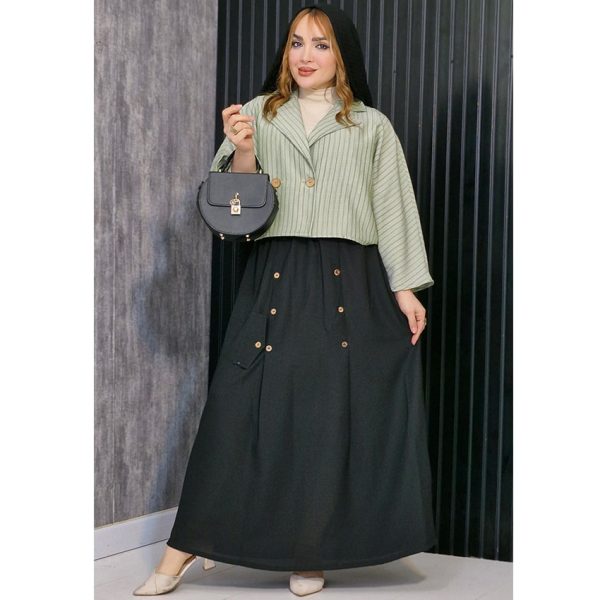 ست کت دامن لینن راه راه - مانتو پاتریس رشت