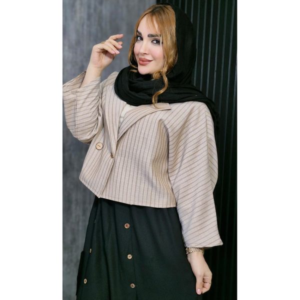 ست کت دامن لینن راه راه 76900442 - Image 7