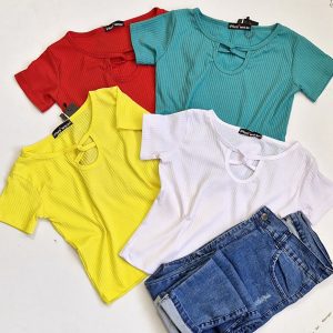تیشرت کراپ یقه گره