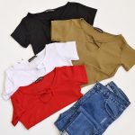 تیشرت کراپ یقه گره - مانتو پاتریس رشت