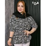 شومیز کراش طرحدار سفید مشکی