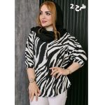 شومیز کراش طرحدار سفید مشکی