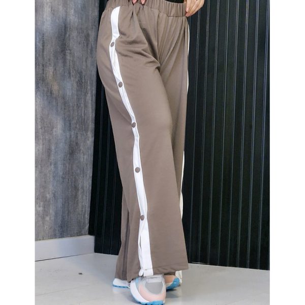 شلوار دورس بغل دکمه نوار سفید